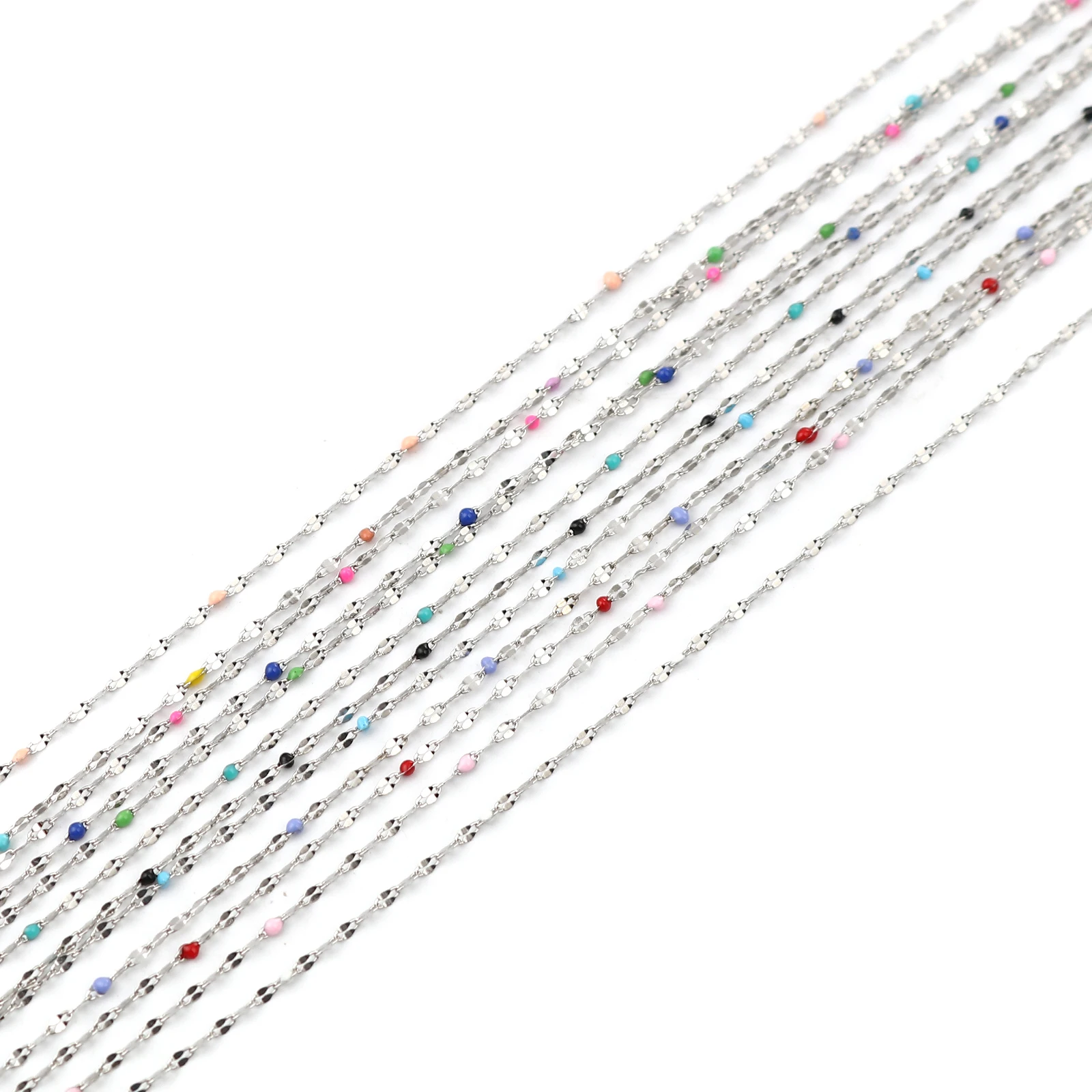 

1m/lot Stainless Steel 3x2mm Enamel Chain Silver Color Metal Chain Accessories For Jewelry Making Chain Components DIY Necklace