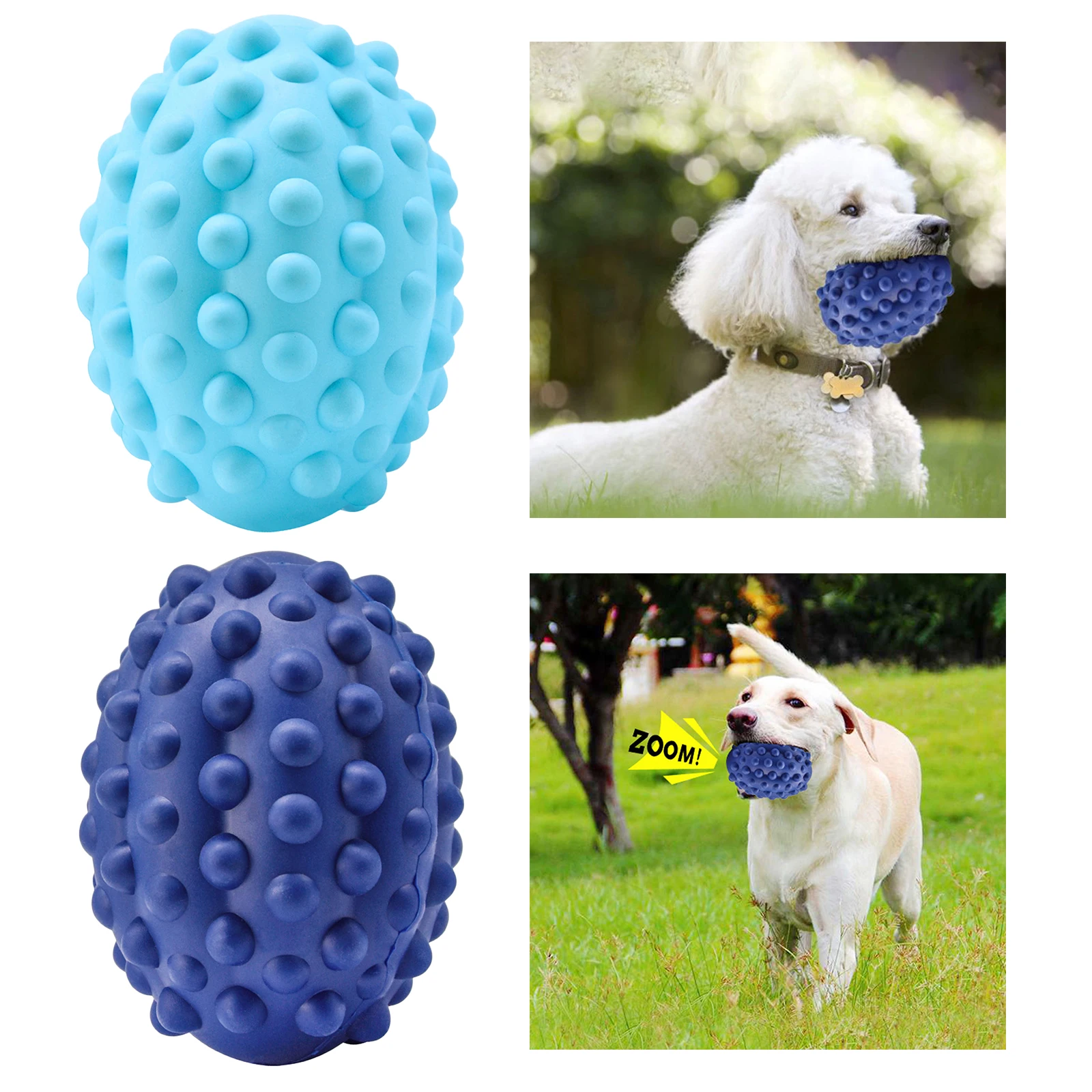 Cute Puppy Dog Squeaky Chew Toy Rubber Interactive Molar Teeth Cleaning