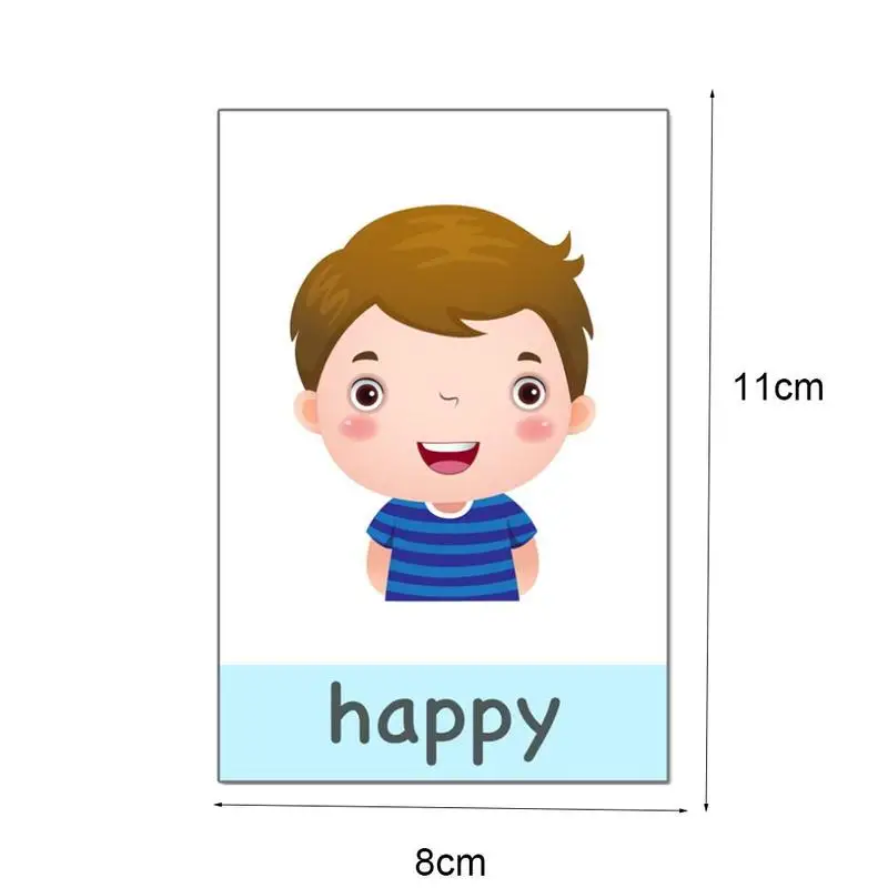 14pcs Montessori Kids English Learning Cards Cartoon Emotion Flash Card For Children Baby Early Educational Memory Game Toys | Игрушки и