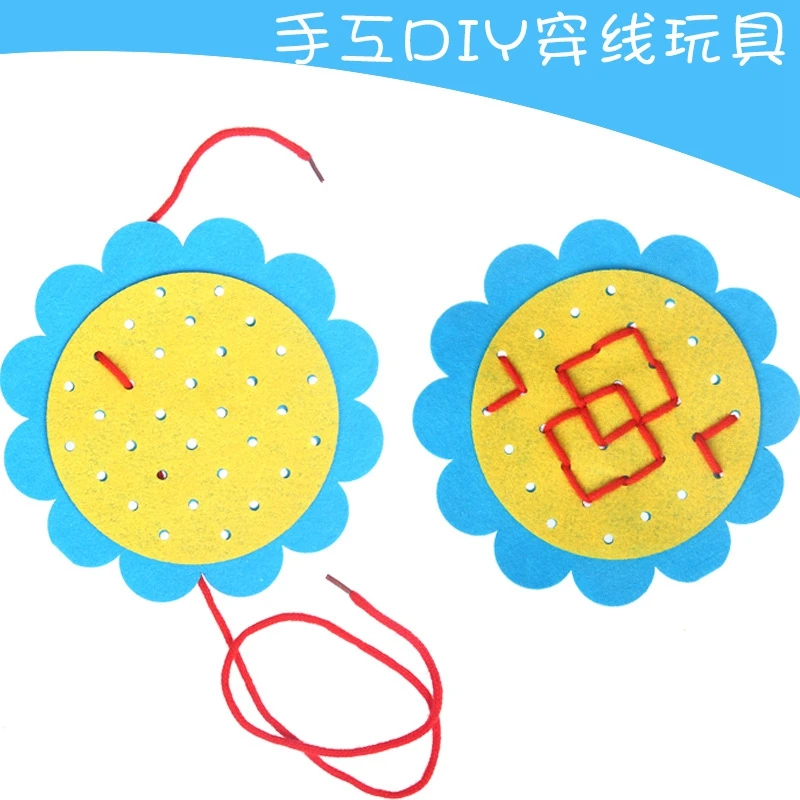 Красочные головоломки игрушка Подсолнух резьба шнурки Монтессори Обучающие