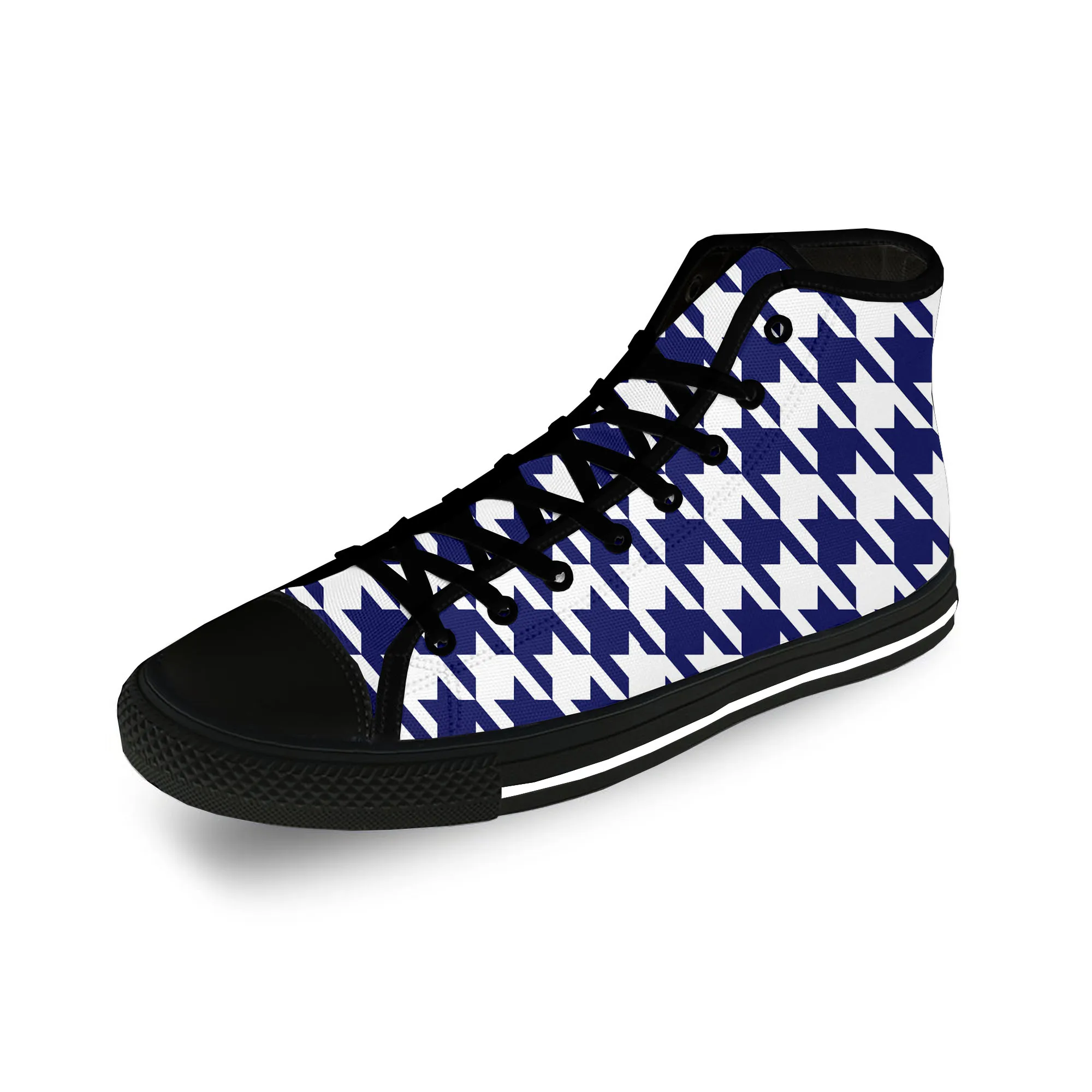 

Houndstooth Pattern Aesthetic Casual Cloth Fashion 3D Print High Top Canvas Shoes Men Women Lightweight Breathable Sneakers