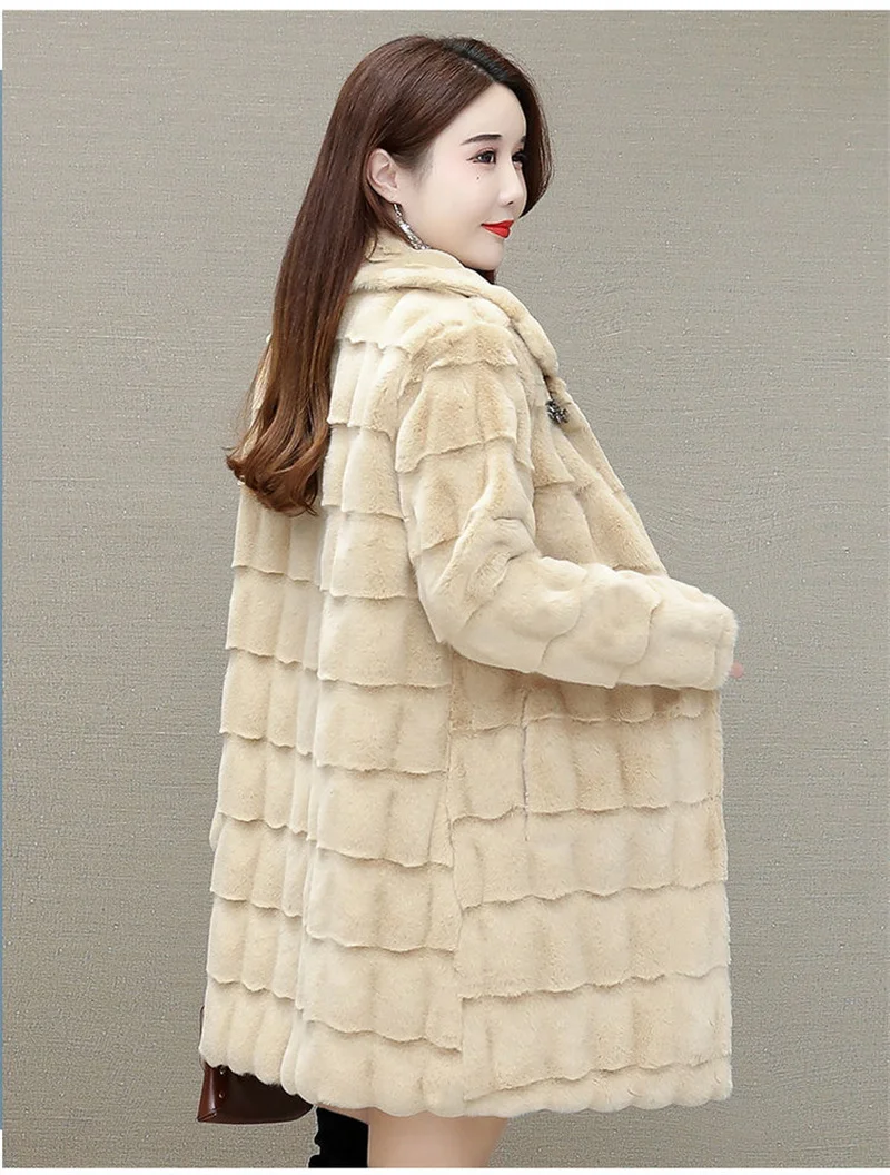 Mother Winter New Imitate Mink Coat mid-length Faux Fur Coat Middle-aged Women Thick Cotton Coat M582