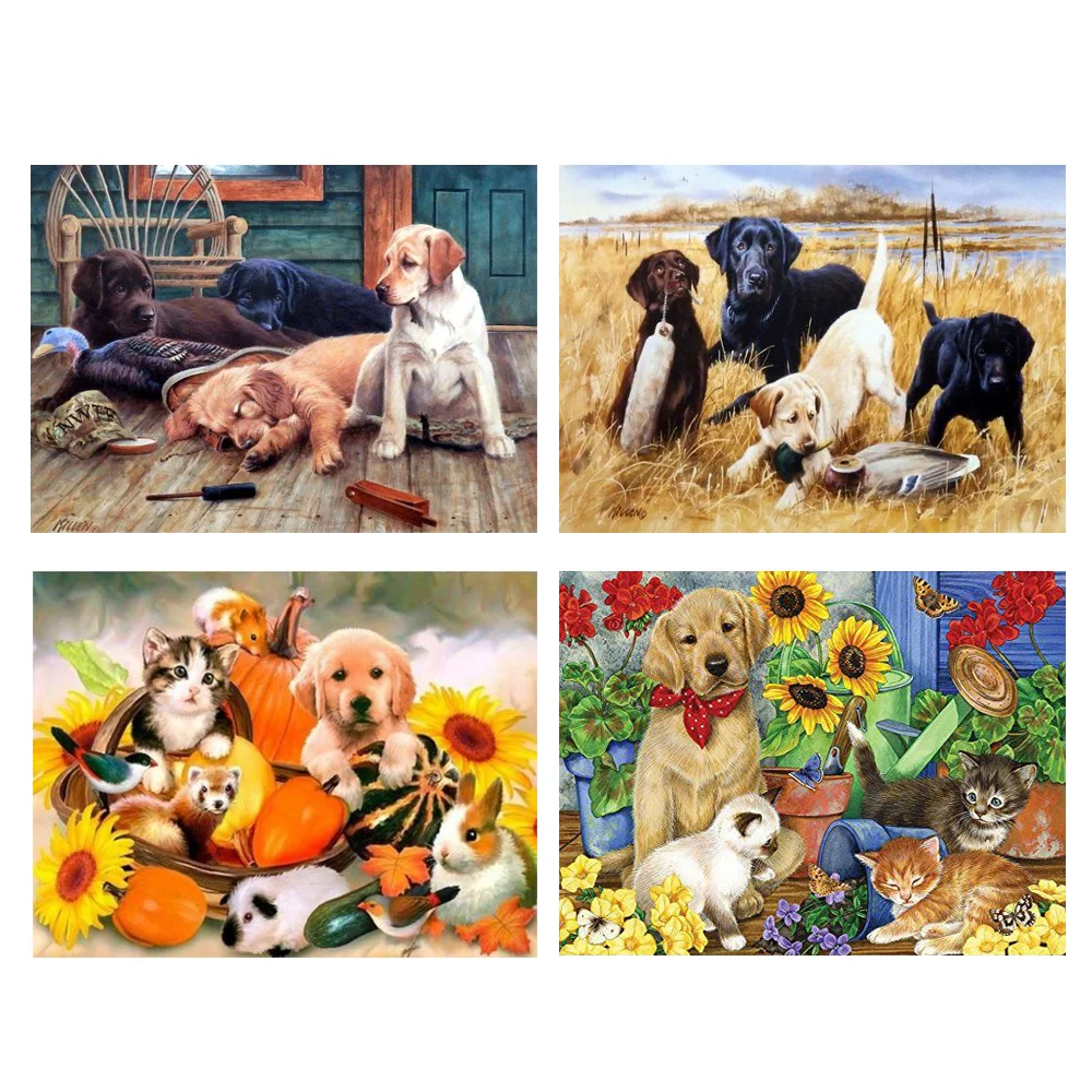 

DPF Алмазная вышивка с собакой, алмазная живопись, вышивка крестиком, набор для алмазной мозаики, квадратные/круглые стразы, домашний декор