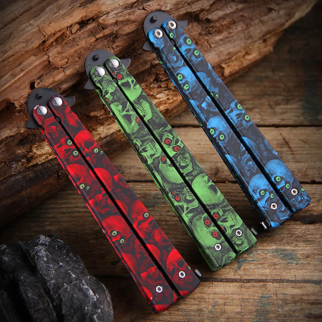 

Butterfly in knife training Stainless Steel Foldable Beginner Practice Comb game folding Knife no edge dull tool Hunting tool