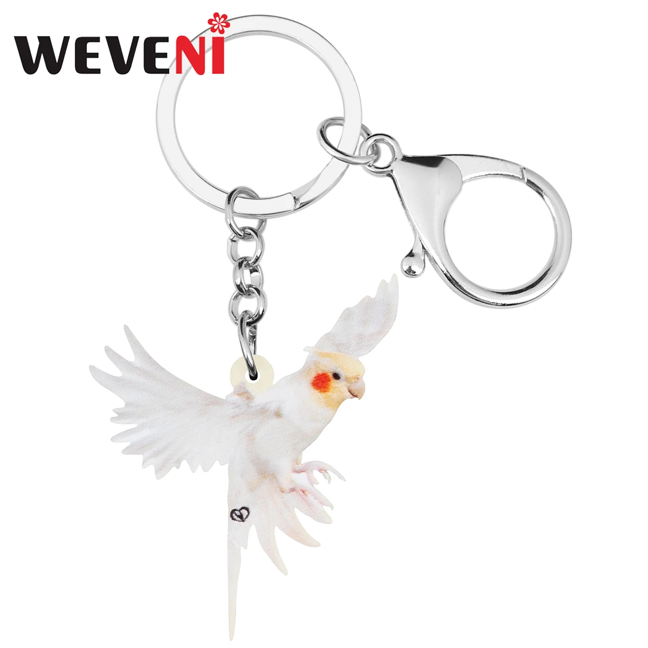WEVENI акриловые белые брелоки в виде попугаев кокатида большая птица