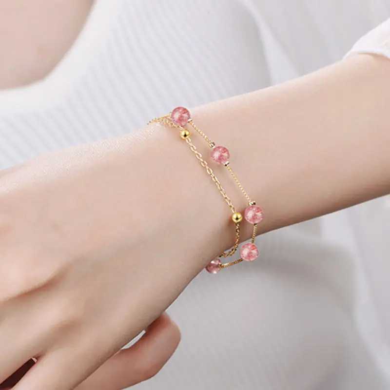 

Moonstone bracelet female forest simple cold wind strawberry crystal jewelry ins student couple girl heart gift tide