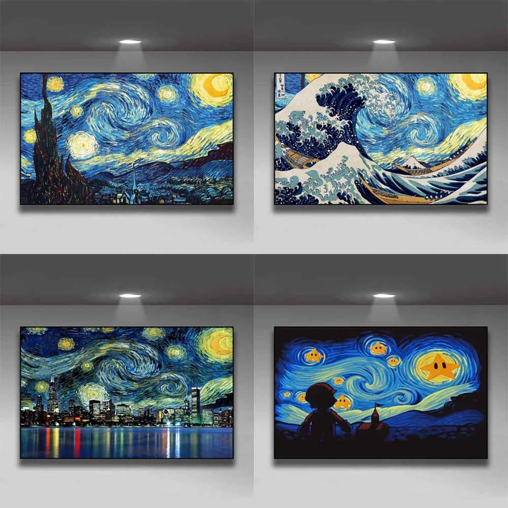 

Landscape oil painting Van Gogh wave abstract art canvas painting living room corridor office home decoration mural