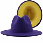 Фиолетовая Лоскутная Панама, шерстяная фетровая джазовая фетровая шляпа, женские и мужские шляпы с широкими полями, ковбойские Трилби для вечерние, зима, весна-лето 2021