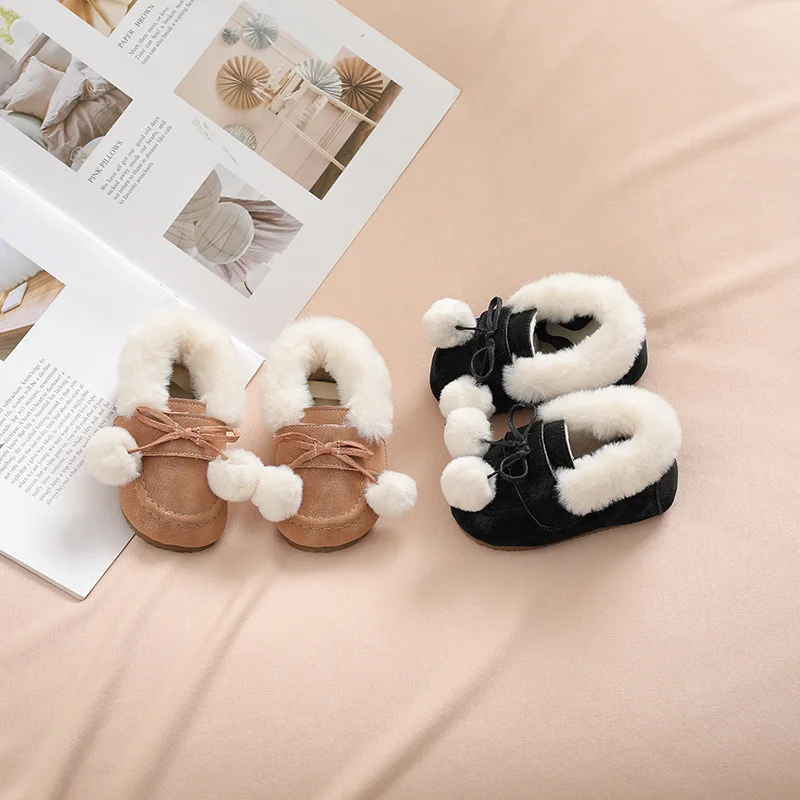 

Baby shoes 2021 children shoes toddler add wool warm outdoor flats Girl's cotton shoes kid's new winter goods plush size 15-25