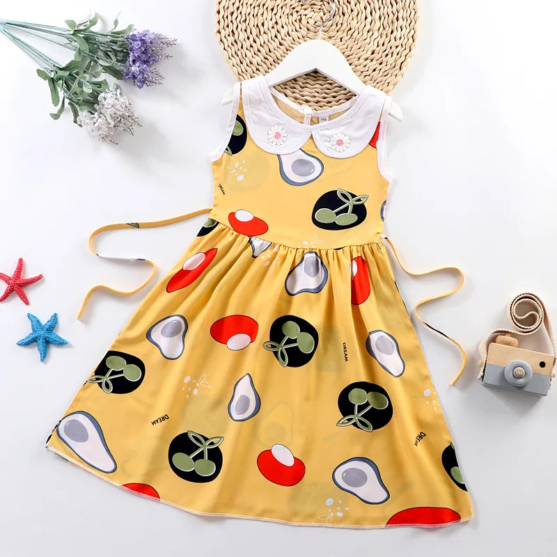 

Summer New Girls Dresses Children Floral Dress 4 6 8 10 12 13 Year Bow Sleeveless Kids Dress for Girls Butterfly Girls Clothes