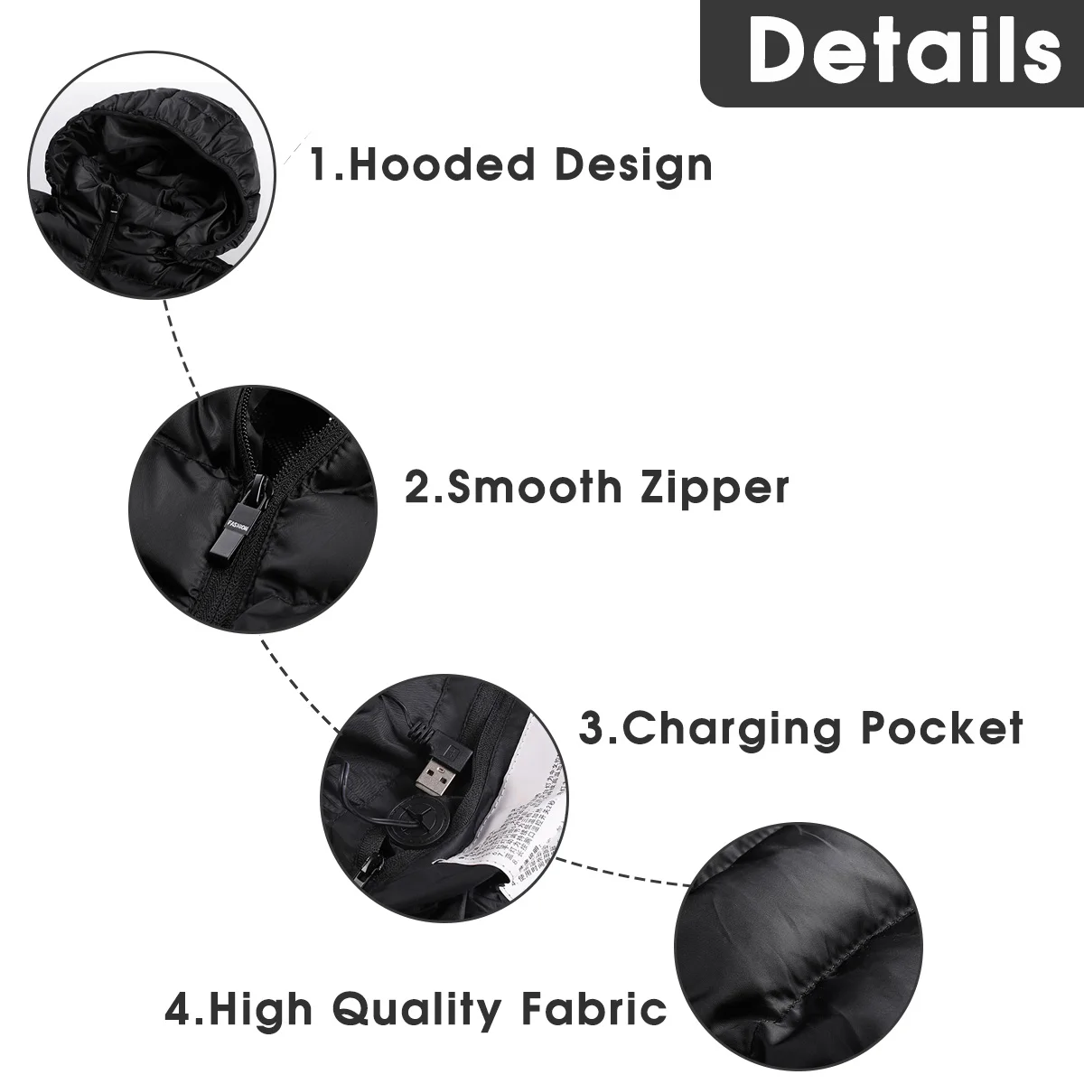 S-4XL Men Women USB Heated Jacket Down Waterproof Electric Heating Hooded Jacket Winter Thermal Clothing for Outdoor Sports Ski