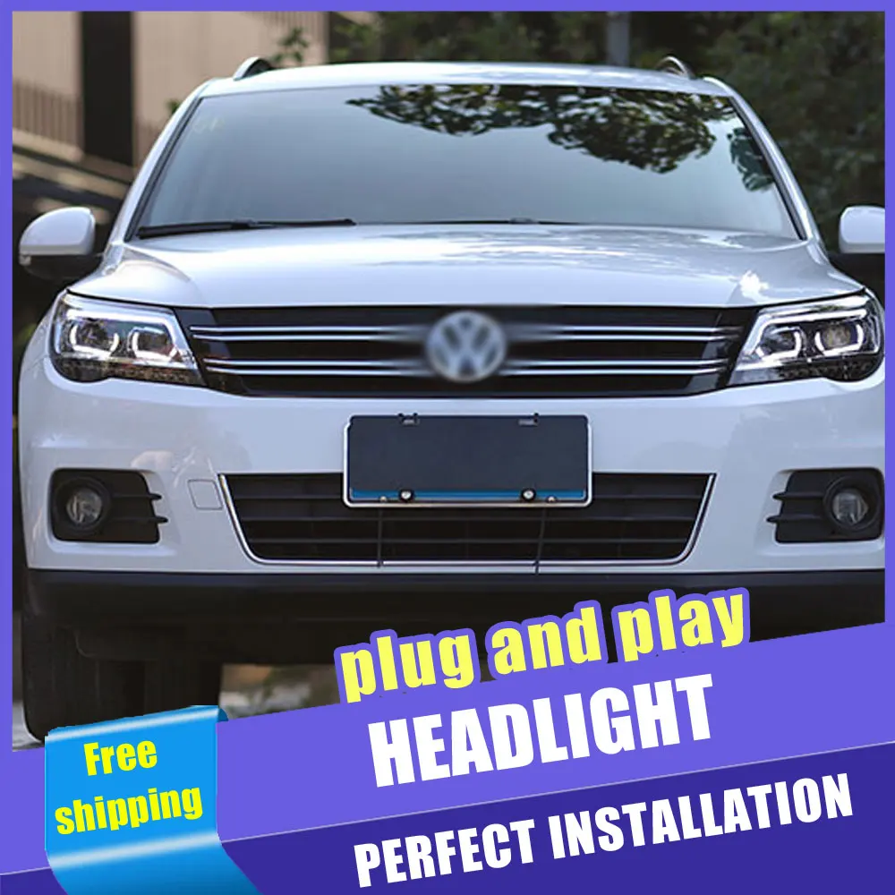 

Car Style LED headlights for Volkswagen Tiguan 2010-2012 for Tiguan head lamp LED Lens Double Beam H7 HID Xenon bi xenon lens