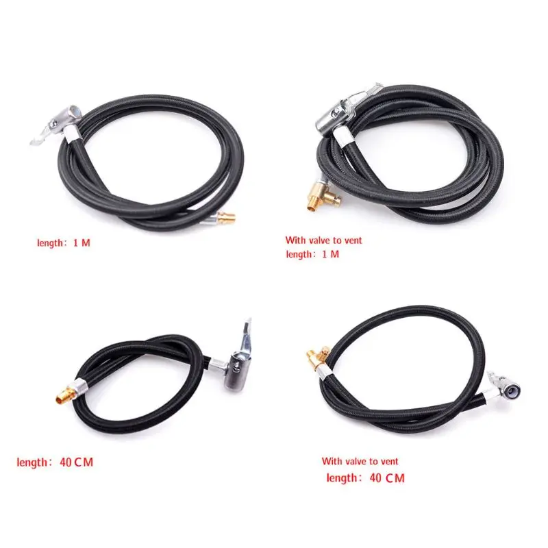 

40cm/100cm Inflatable Extension Tube Air Chuck Inflator Pump Valve Clip Clamp