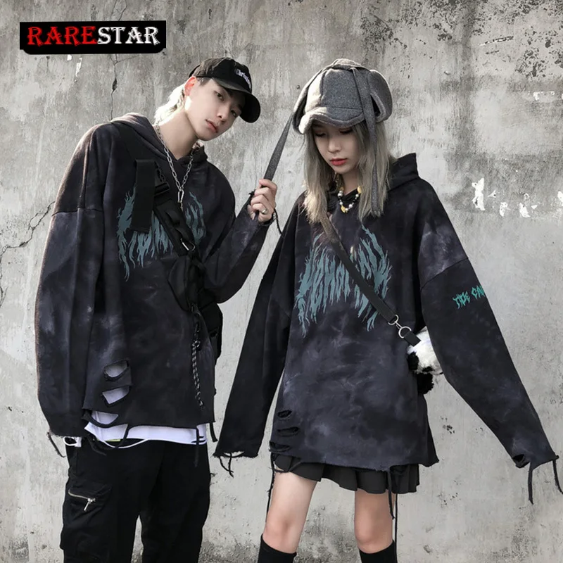 

Spring Fall Oversize Hoodie Men Women Hip Hop Graphic Printed Pullover Dark Tie dye Harajuku Cotton Casual Sweatshirt Streetwear