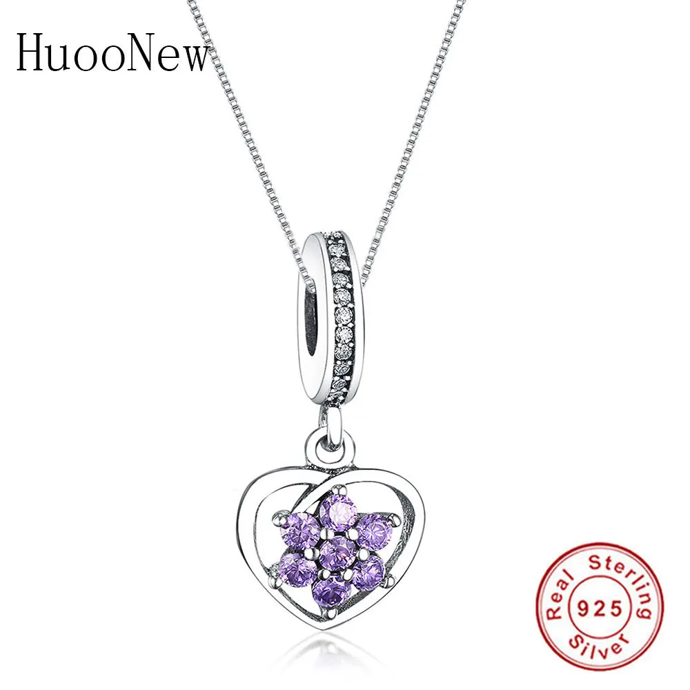 Женское колье-чокер Huoonew ожерелье с фиолетовым цирконием и подвеской из 925 пробы
