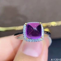 kjjeaxcmy exquisite fine jewelry 925 sterling silver inlaid natural amethyst gem gemstone lovely new woman female girl ring