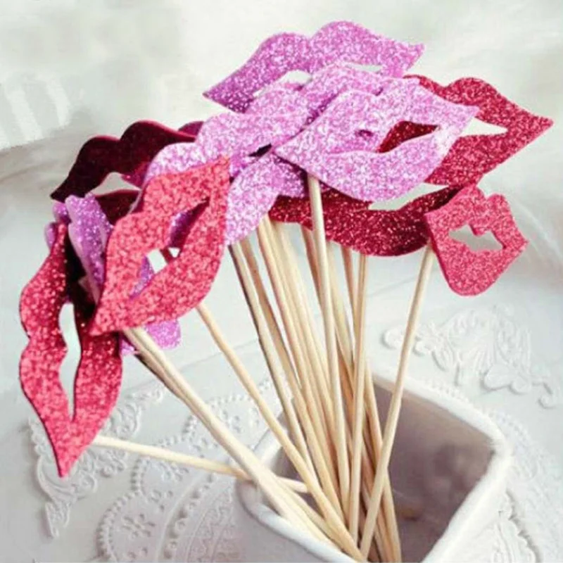 10 шт./компл. взрослых забавные отделкой в виде красных губ Рот &quotсделай сам&quot всё