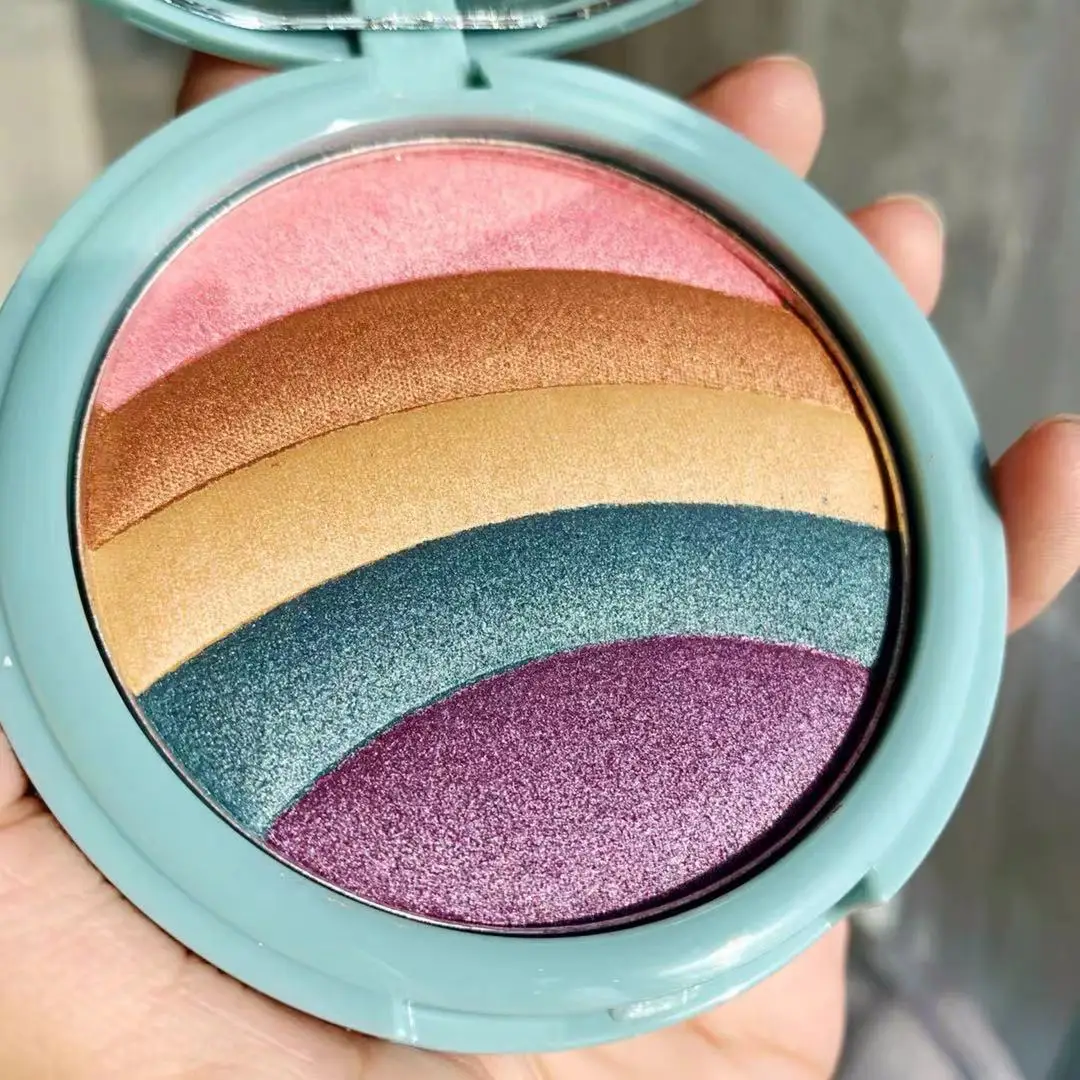 Палитра с радужным эффектом для макияжа мерцающий порошок хайлайтер база