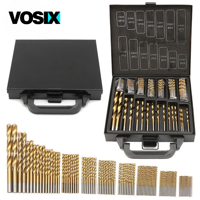 

99pcs Titanium HSS Drill Bits Coated 1.5mm - 10mm Stainless Steel HSS High Speed Drill Bit Set For Electrical Drill Tools HT706