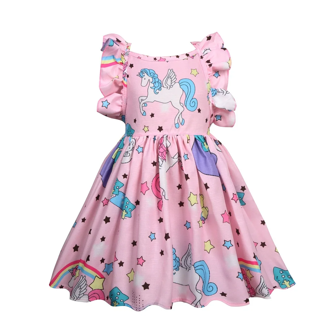 Summer Girls Rainbow Cartoon Unicorn Dress Kids Cosplay Party Princess Dresses Baby Halloween Unicornio For Girl Clothes | Детская