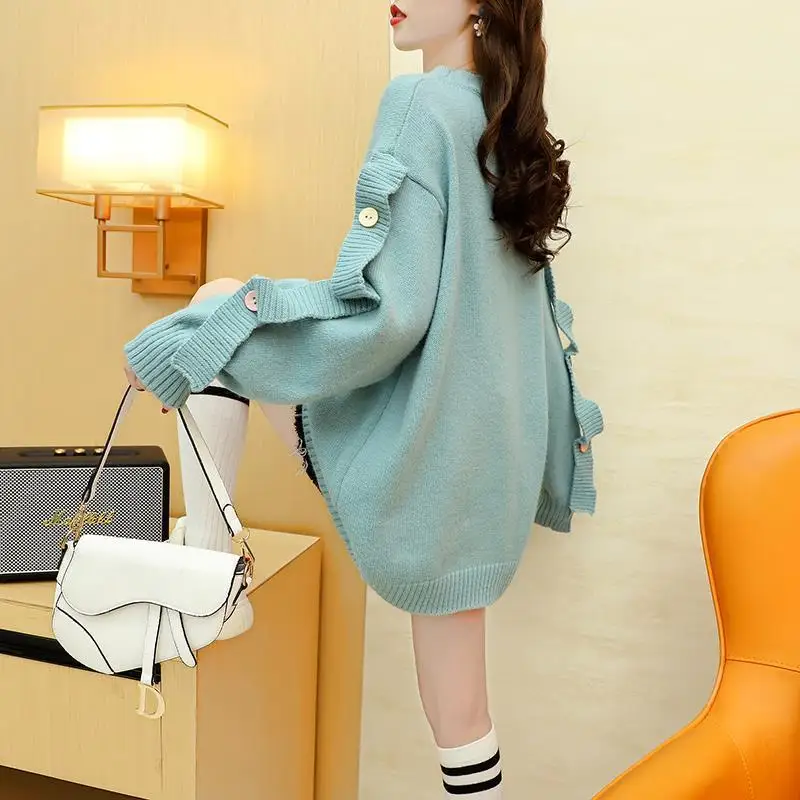 

Large Design Sweater Women 2021 New Fashion Leisure Autumn Foreign Style Age Reduction Loose Lazy Style Retro Port Style Top