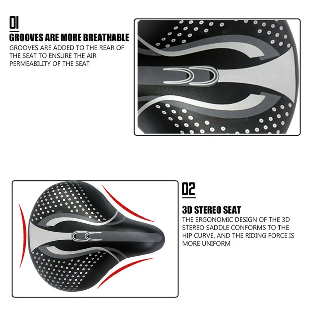 

Mountain MTB Gel Extra Comfort Saddle Bike Bicycle Cycling Seat Soft Cushion Pad With Light Bicycle Cycling Accessories
