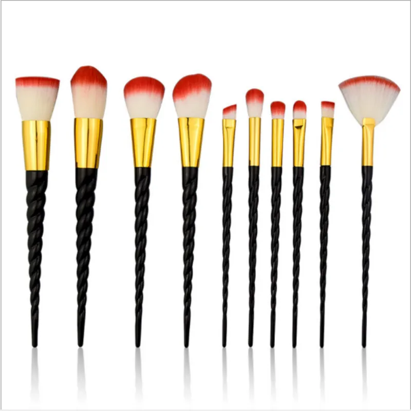 Профессиональные кисти для макияжа с фиолетовой спиральной ручкой 10 шт. пудры