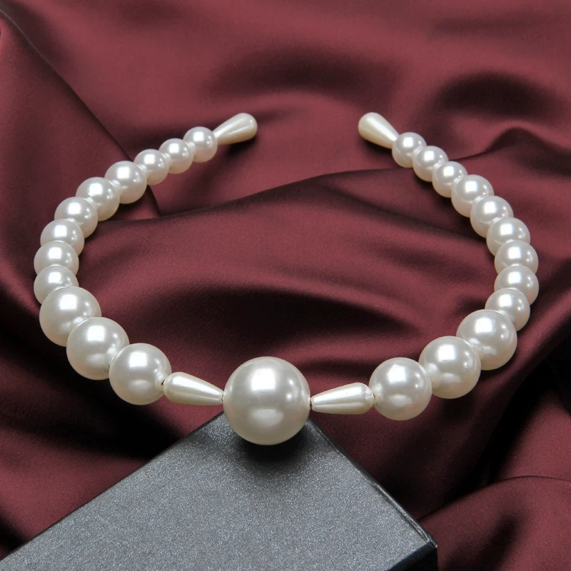 Женский ободок для волос Hesiod с большим жемчугом и золотым ободом элегантный