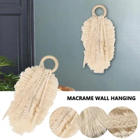 1 pc nordic cotton cord tassel tapestry macrame wall hanging leaf feathered charm car art boho hand woven home decoration