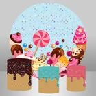 Круглый фон Candyland замок Радуга Леденец лед сливочный пончик десерт Новорожденный ребенок Фото фоны детский душ фотосессия