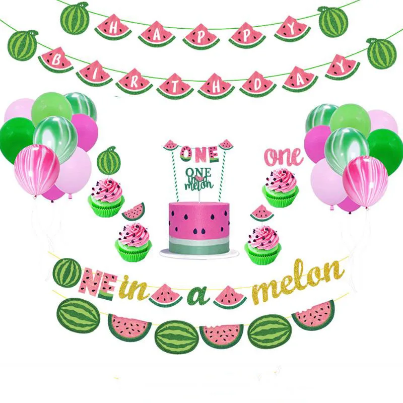 1 компл. Милые летние фрукты тема арбуз торт Топпер баннер шары летний бассейн