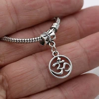 5pcs silver plated yoga symbol charm beads fit pandora european bracelets jewelry making findings accessories diy