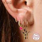 Женские серьги-кольца из серебра 925 пробы, с кристаллами