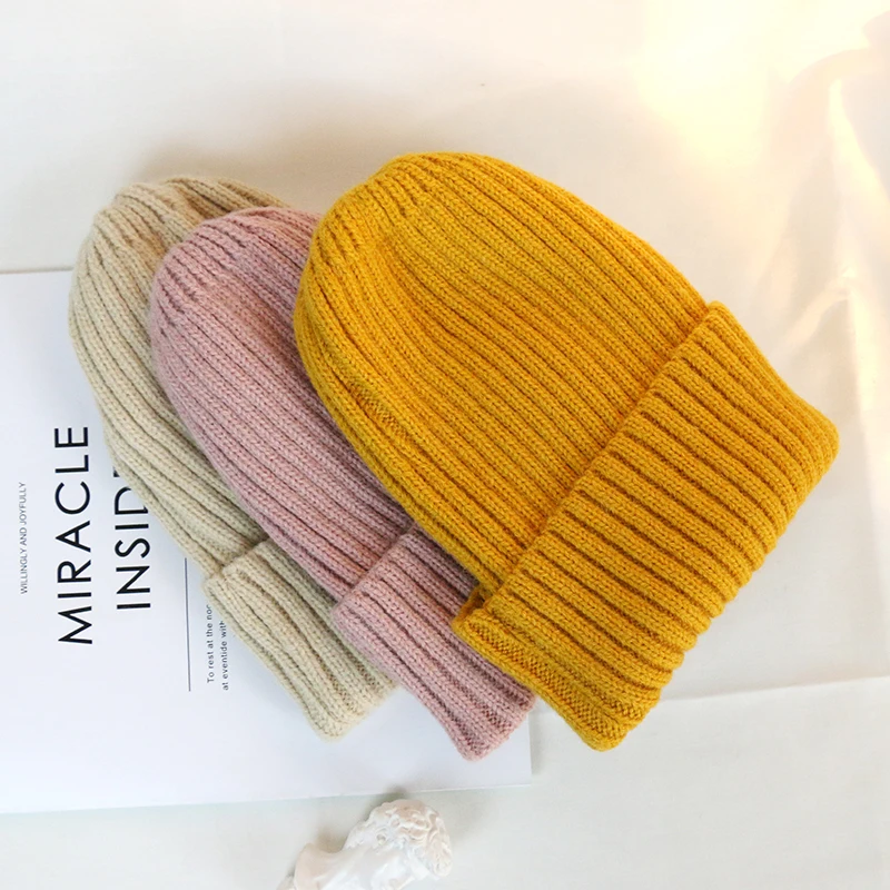 Однотонная детская Шапка-бини зимняя теплая шапка для улицы маленьких мальчиков