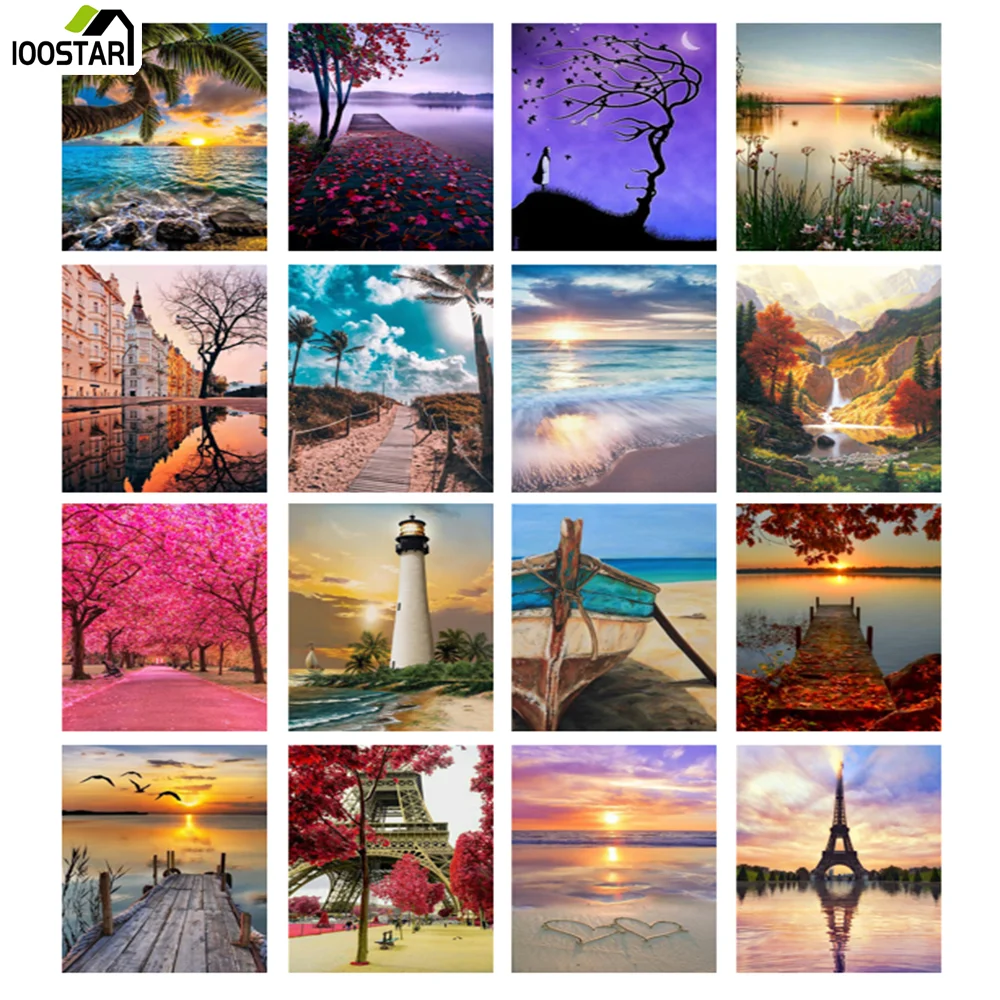 

5D Diamond Painting Landscape Sunset Seaside Cross Stitch Kit Mosaic Picture of Rhinestones Decor Full Drill Diamond Embroidery