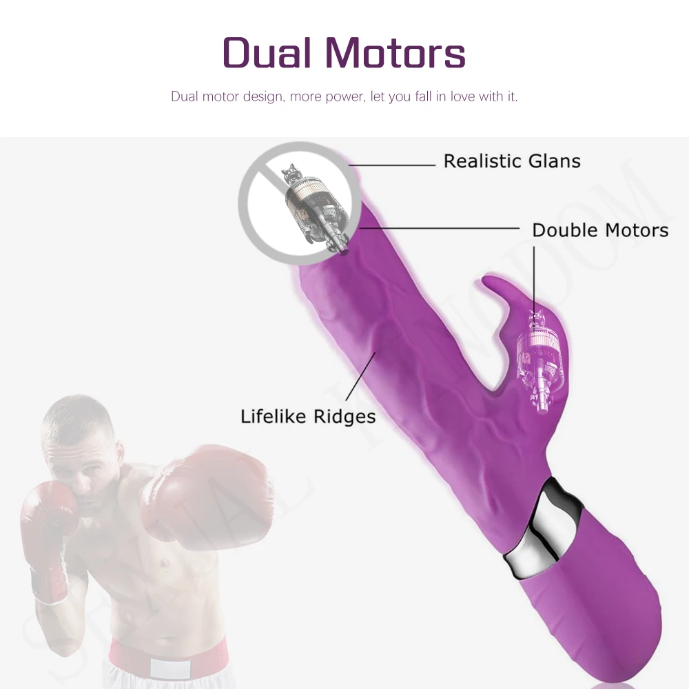 Реалистичный фаллоимитатор вибратор двойной мотор AV Wand палочка с кроликом G spot