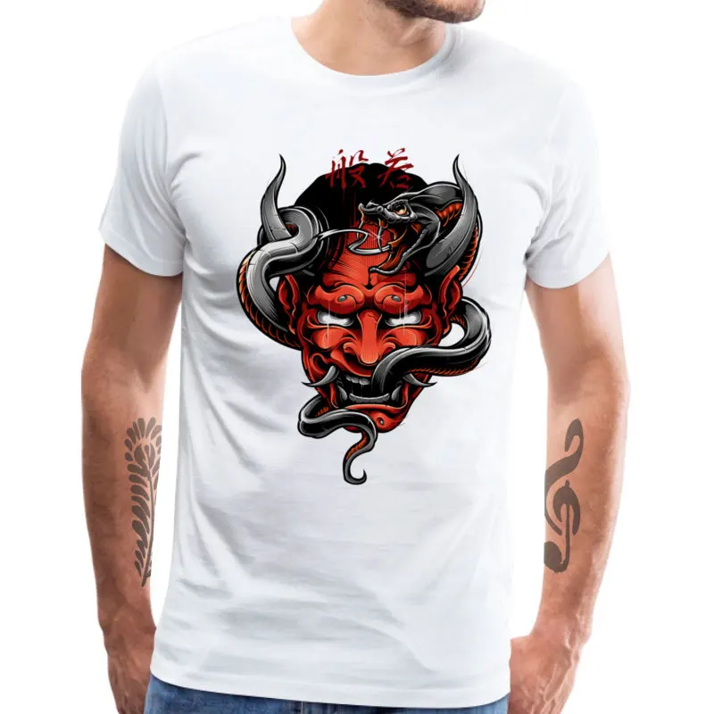 Футболки Hannya мужские топы с графическим рисунком Мужская футболка японским