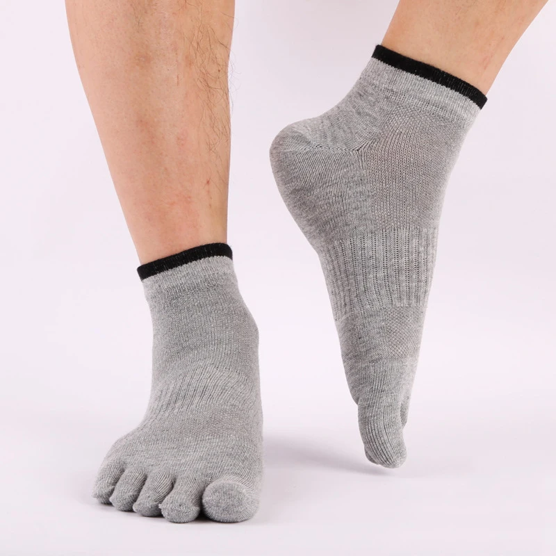Носки мужские тонкие хлопковые для йоги 5 носков Дышащие Короткие черные серые
