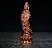 5china lucky old boxwood mosaic gem rosary guanyin bodhisattva office ornaments town house exorcism
