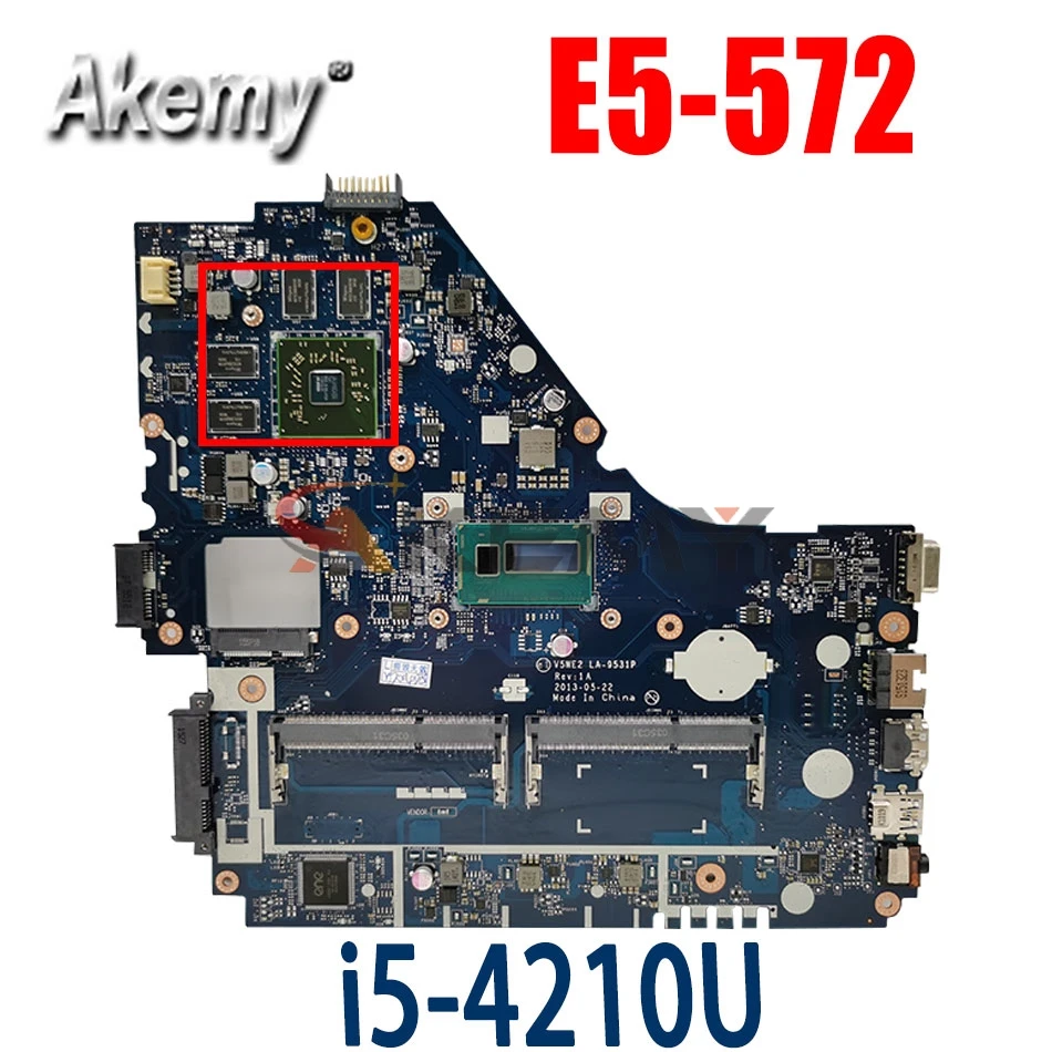 

Akemy Laptop Motherboard For ACER Aspire E5-572 Mainboard LA-9531P i5-4210U SR1EF 216-0855000 DDR3