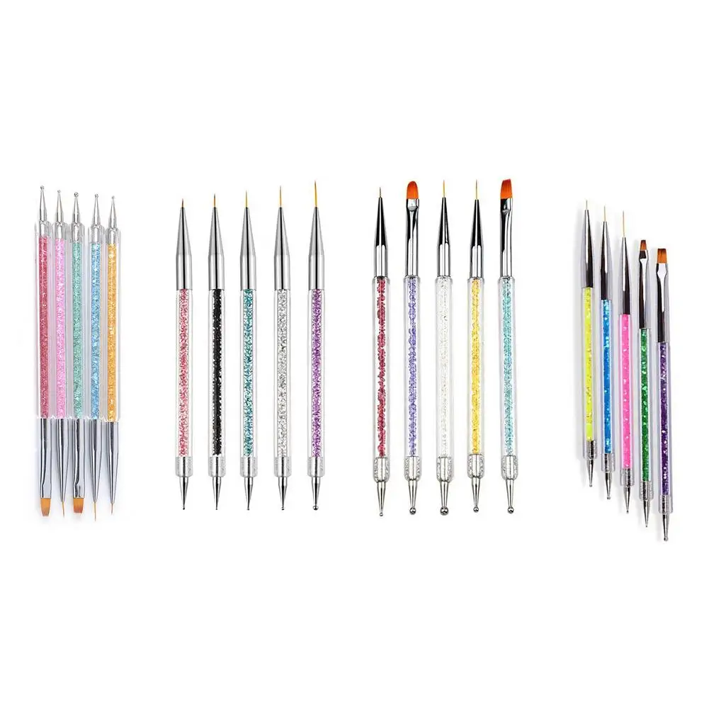 

5 Pcs/Sets Nail Art Pen 2 In 1 Double Ends Dotting Drawing Painting UV Gel Liner Polish Brush Set Nail Art Dotting Tools