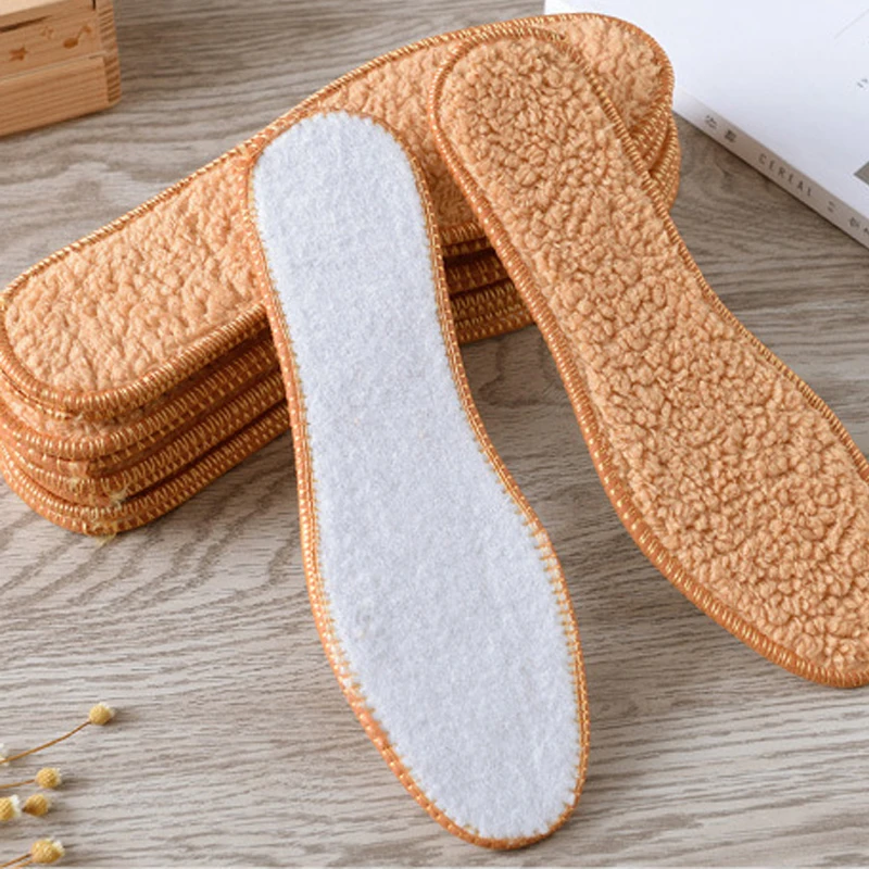 

Natural Sheepskin Insoles Winter Real Fur Wool insoles Men Women Warm Soft Thicken Plush Cashmere Snow Boots Insoles Thermal Hot
