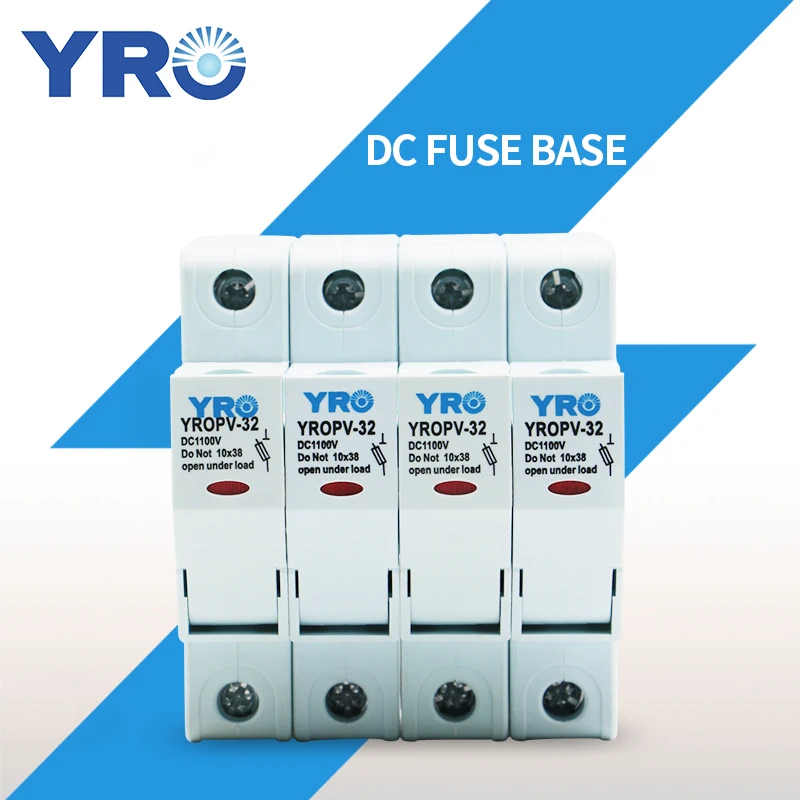 

DC 4P 1100V LED Fuse Holder for Solar PV System Protection Fusible 10x38MM gPV PV Solar Fuse YROPV-32