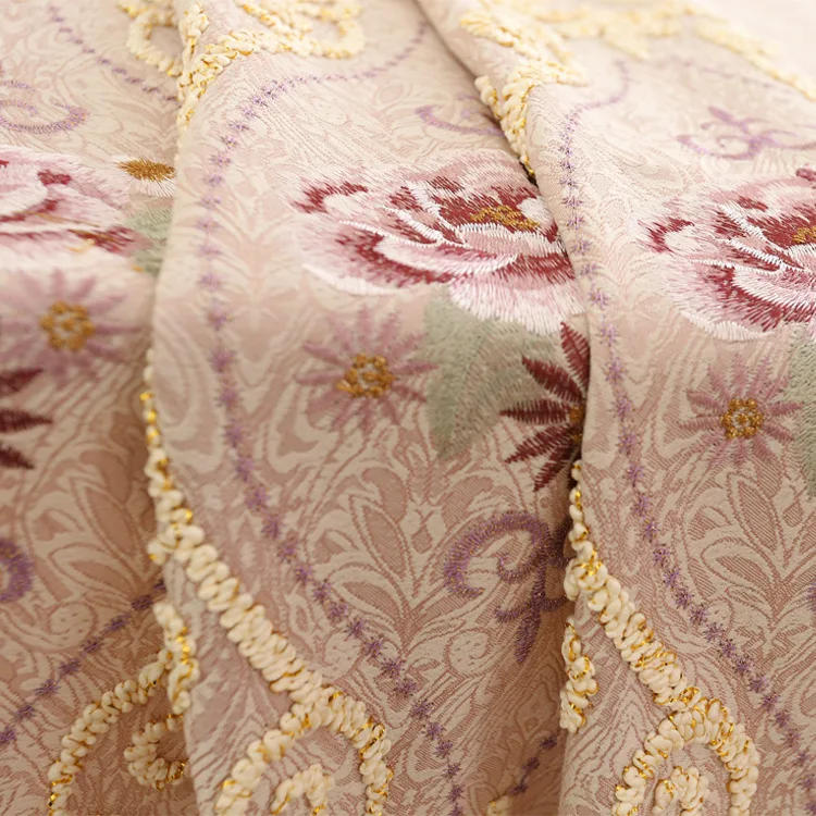 

Custom Thickened Jacquard Cord Embroidery European Embroidery Curtain Mileage Embroidered Curtains Living Room Bedroom Curtains