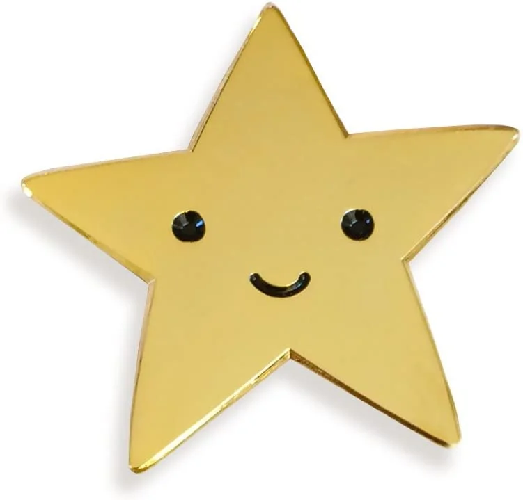 

Gold Star Enamel Pin Smile Lapel Badges Brooch Funny Fashion Jewelry