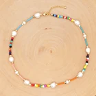 Ожерелье Go2Boho с пресноводным жемчугом, модное ожерелье с разноцветными бусинами, чокер в стиле бохо с натуральным жемчугом для женщин, ювелирное изделие