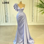 LORIE арабское вечернее платье 2021 на одно плечо атласное платье с рюшами Дубай выпускное платье Русалка Знаменитости Вечерние платья на день рождения