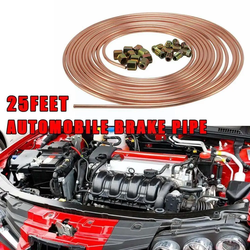 

25ft 7.6m Roll Tube Coil of 3/16" OD Copper Nickel Tubing Tube Piping Line Nuts With Pipe Brake 20PCS Hose Anti-rust Tube F6Y3