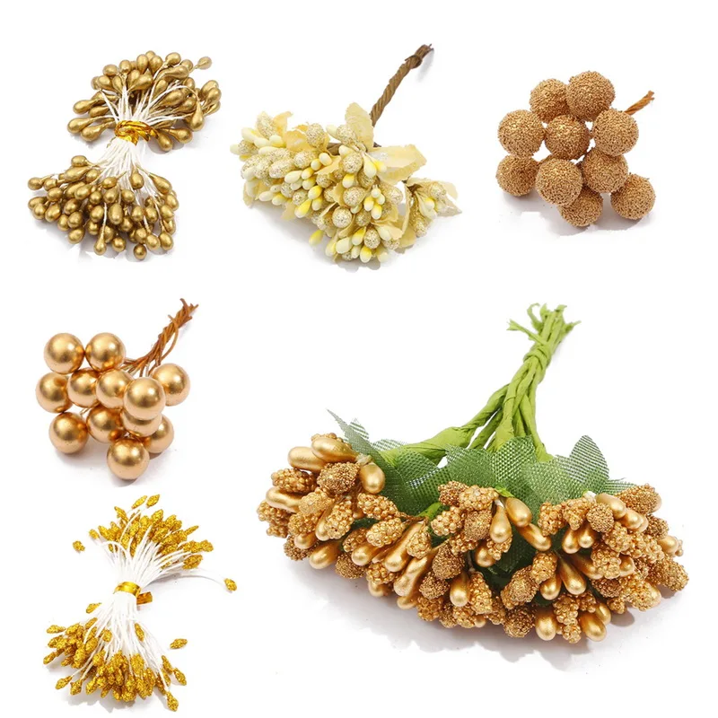 Золотого цвета смешанные Гибридный цветок вишни тычинки ягоды Комплект форма