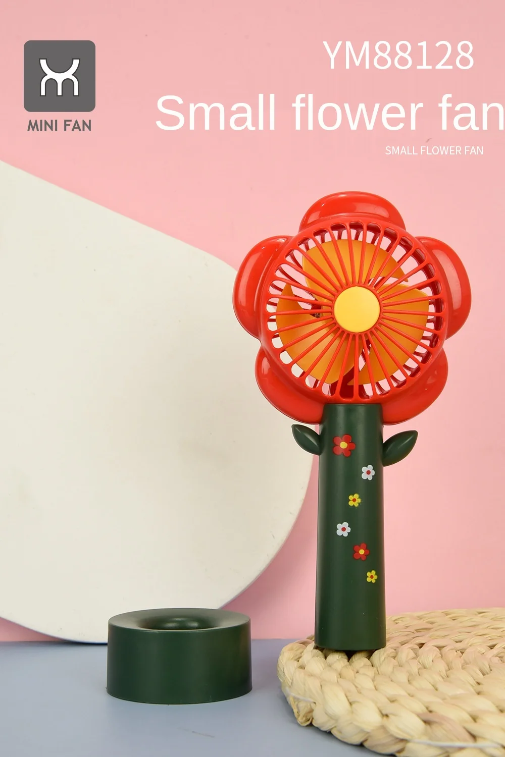 

New Creative Cartoon Small Red Flower Charging Handheld USB Creative Student Children Mini Portable Electric Fan
